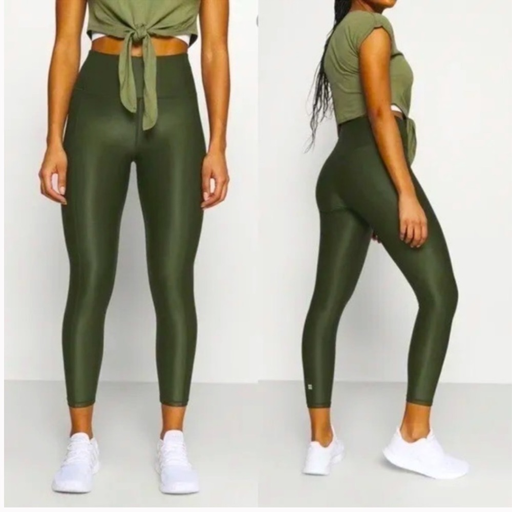 Sweaty Betty High Shine Dark Forest Green 7/8 Workout Leggings
